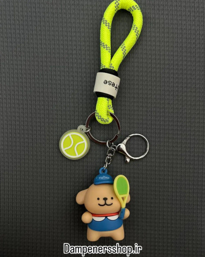 جاسوئیچی تنیس طرح سگ عروسکی با راکت | مدل Maltese